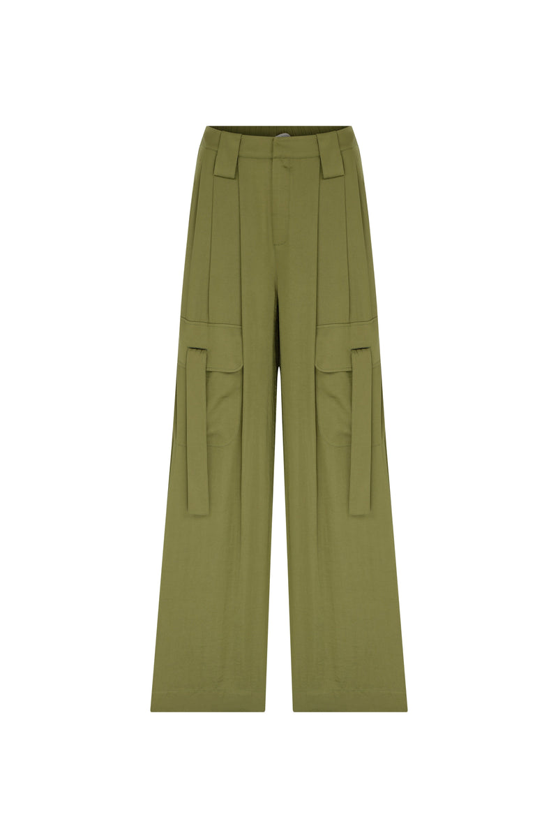 Roman Solid Cargo Pocket Trousers Green