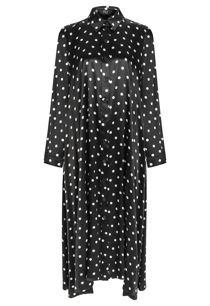 Nu Dress Dot Print L/S Black - Wardrobe Fashion