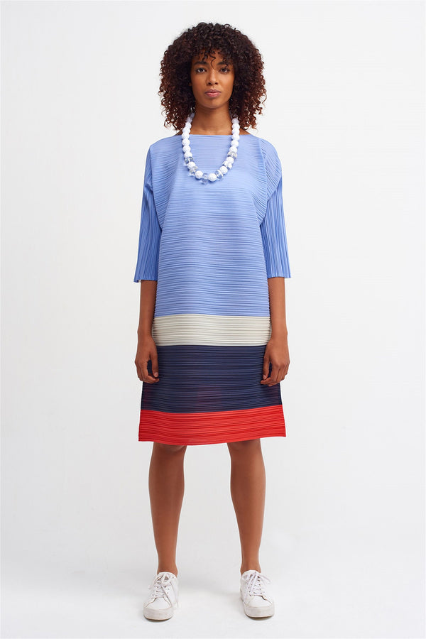 Nu Color Block Pleated Dress Multicolor