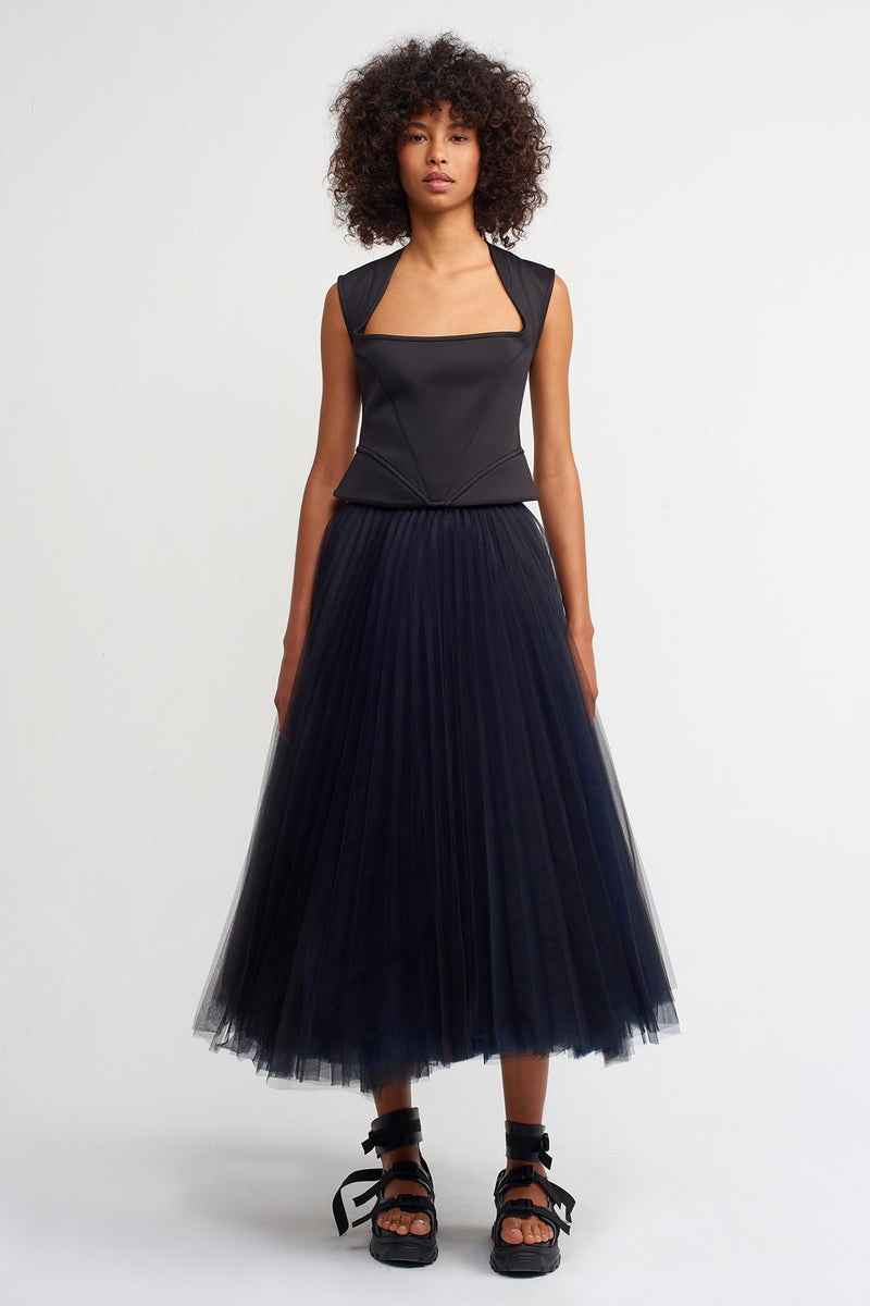 NU Back Zip Detail Blouse Black