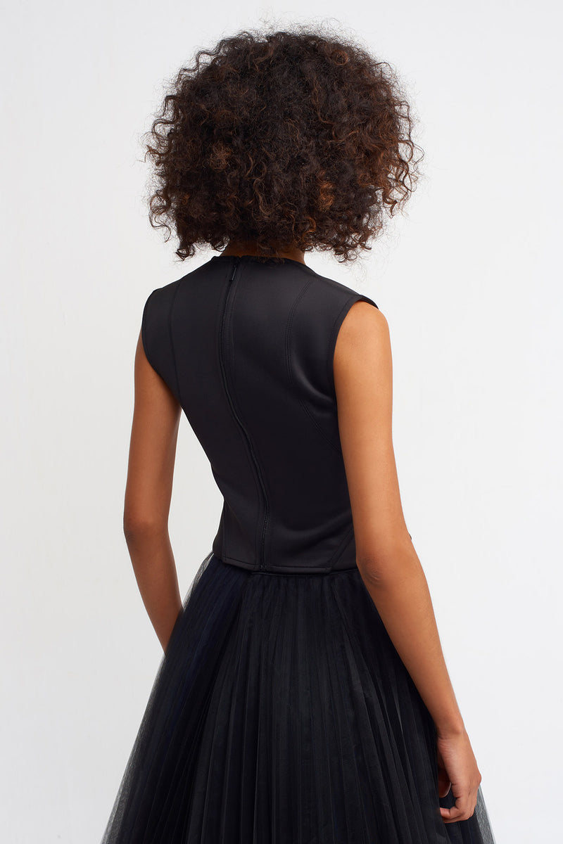 NU Back Zip Detail Blouse Black