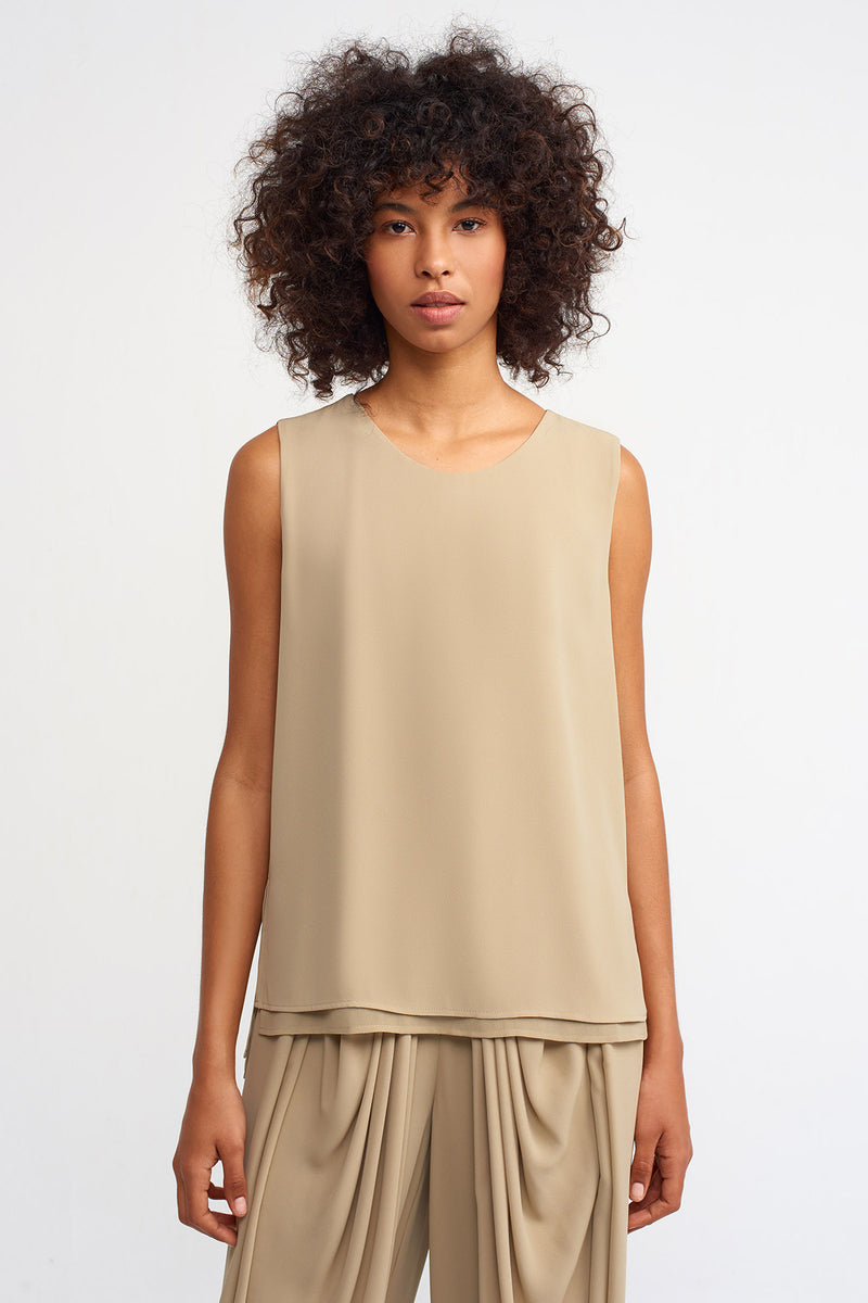 NU Sleeveless Blouse Beige
