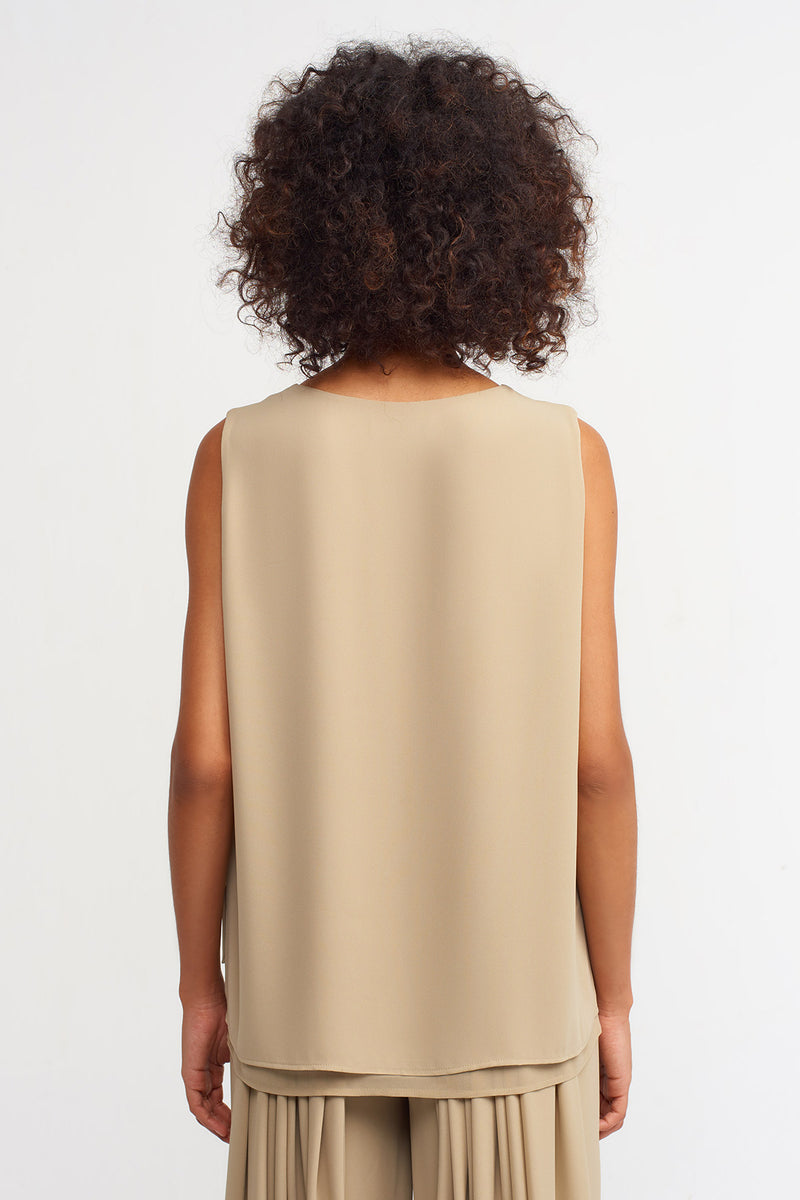 NU Sleeveless Blouse Beige
