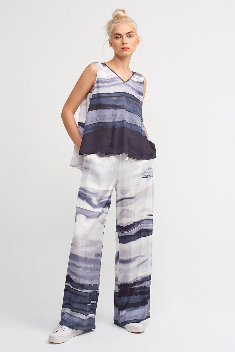 NU Printed V-Neck Blouse Multicolor