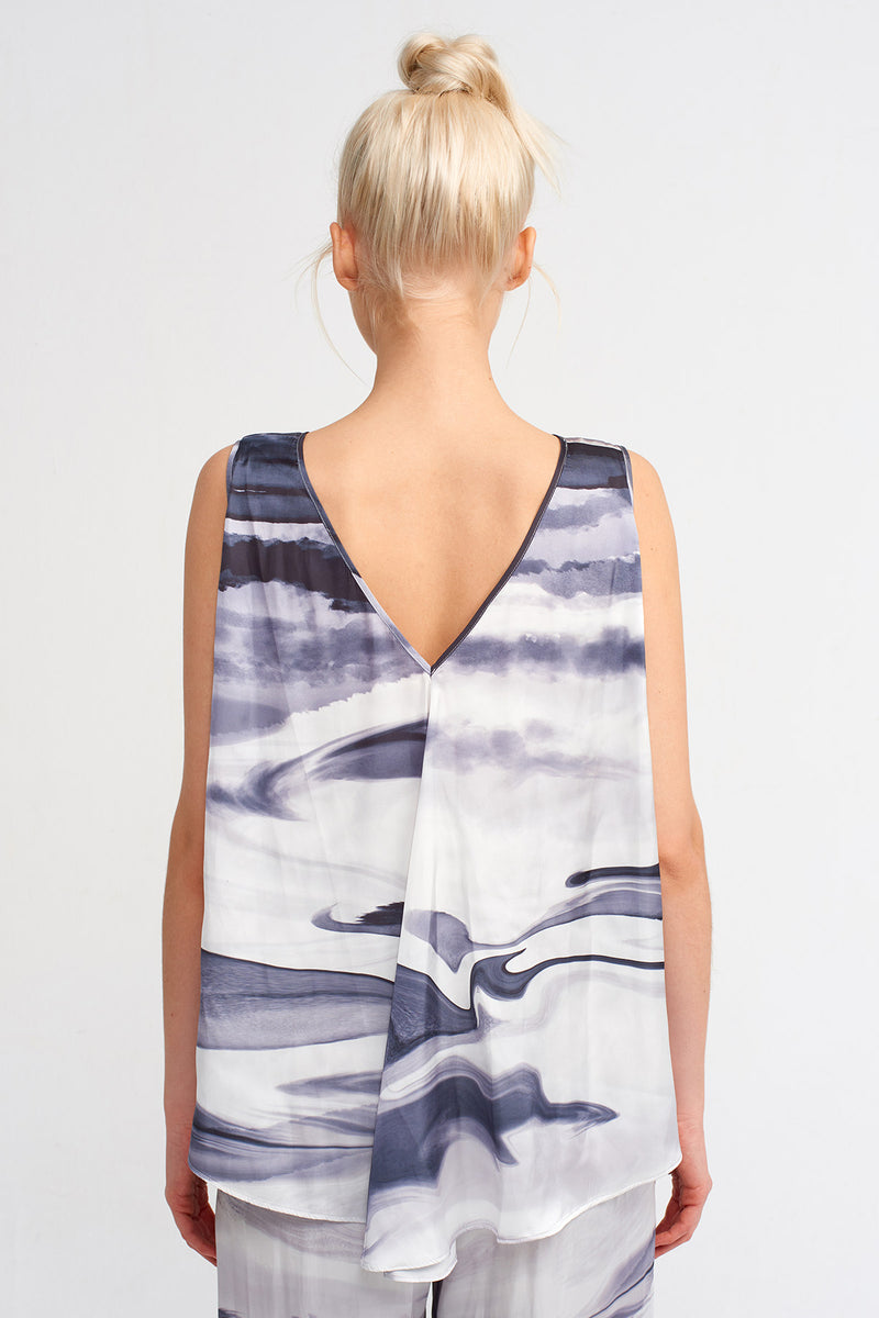 NU Printed V-Neck Blouse Multicolor