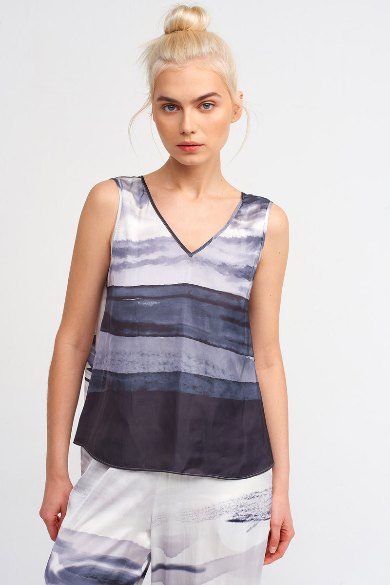 NU Printed V-Neck Blouse Multicolor