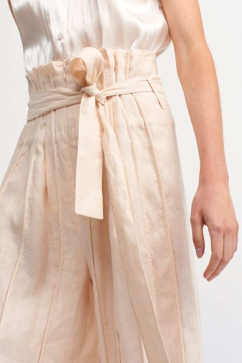 NU Lined Detail Belted Trouser Off White
