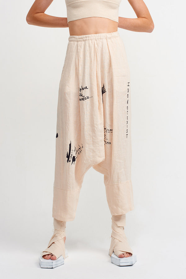 Nu Printed Harem Trouser Natural