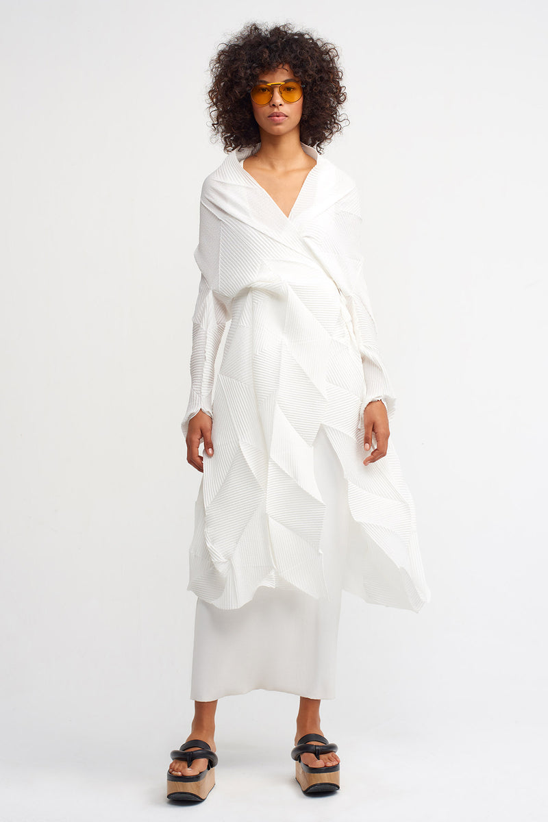 NU Patch Detail Pleated Outerwear Off White