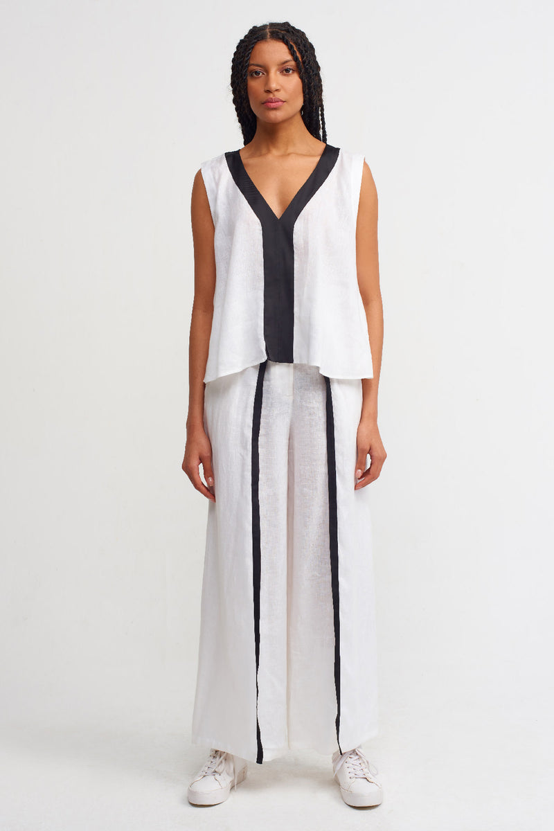 NU Two-Toned Cropped Top Offwhite/Black