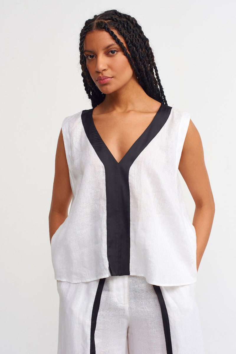 NU Two-Toned Cropped Top Offwhite/Black