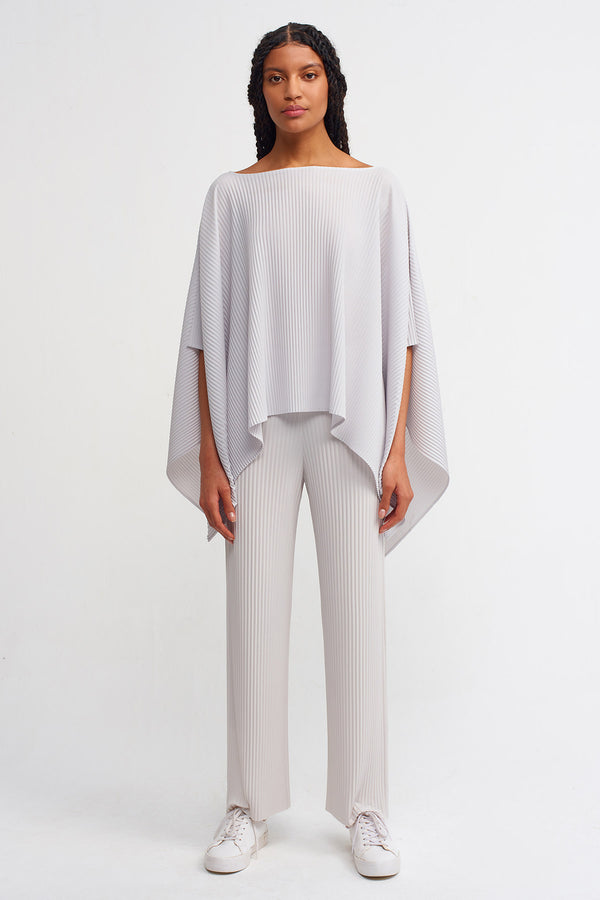 NU Solid Asymmetrical Ribbed Blouse Ice