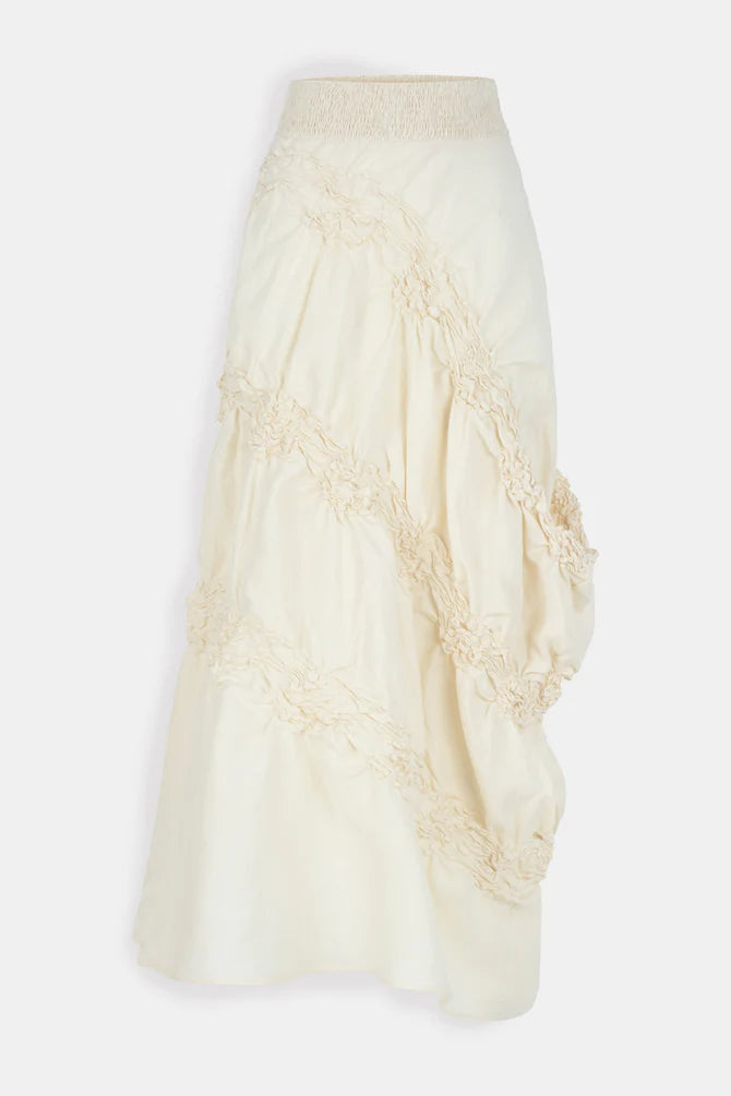 NU Pleated Waist Asymmetrical Skirt Natural