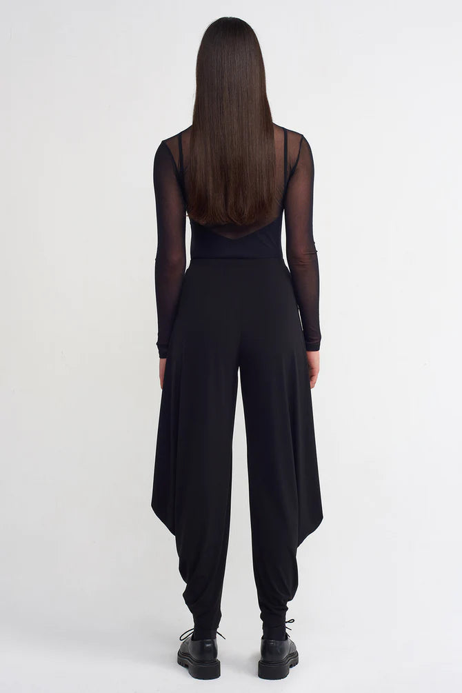 Nu Elasticated Waist Solid Trousers Black