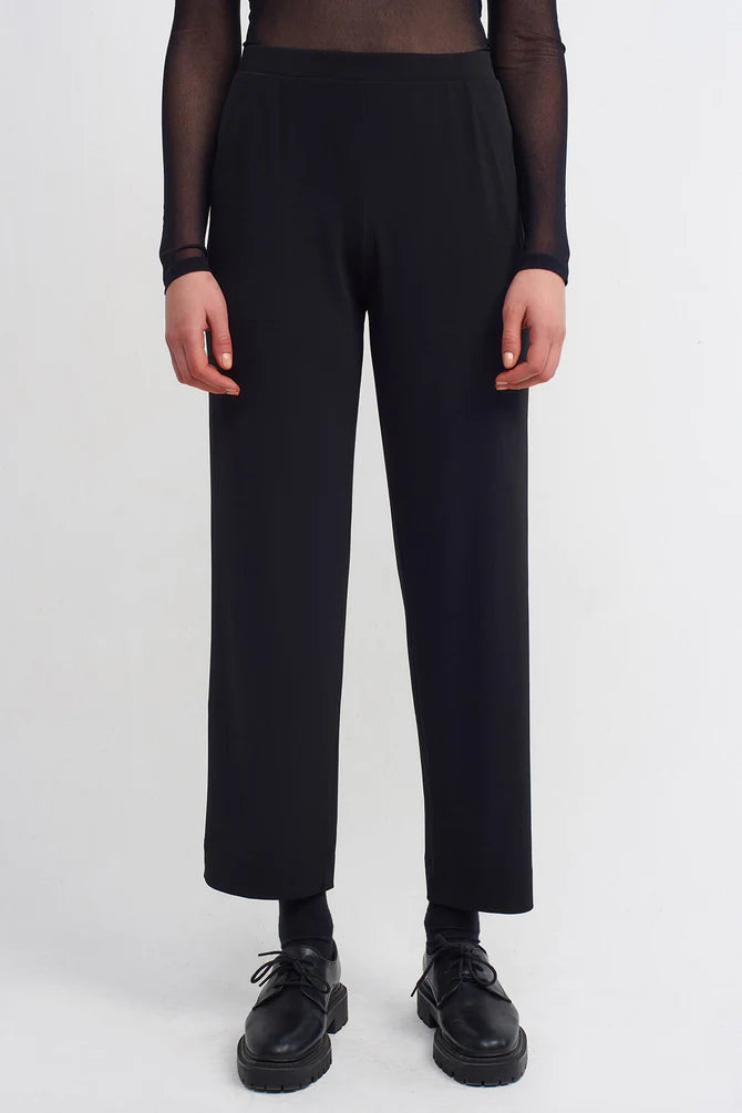 Nu Elasticated Waist Solid Trousers Black