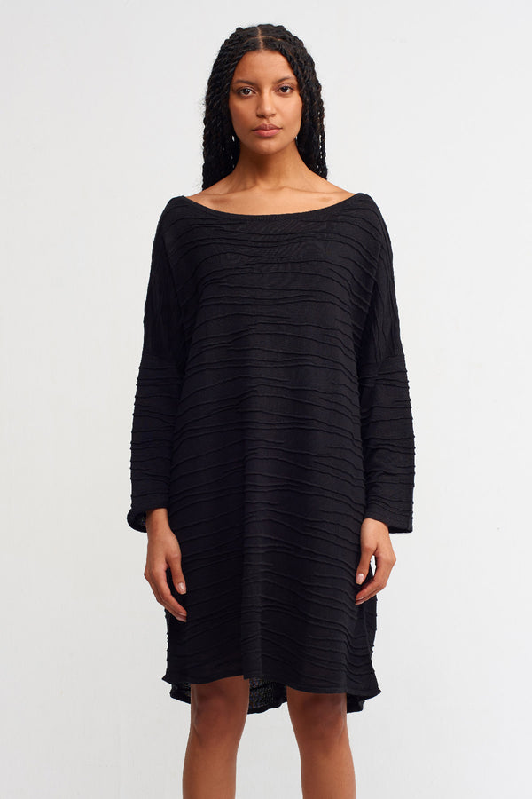 Nu Solid Knitted Short Dress Black