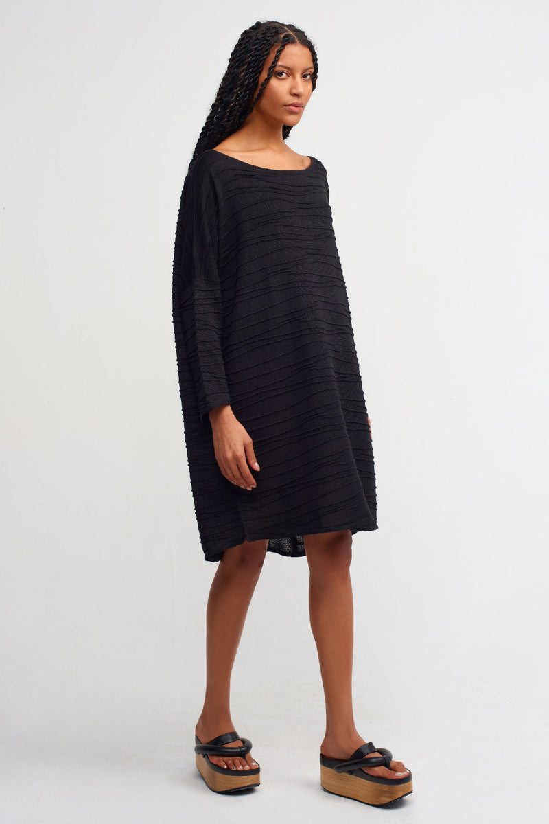 Nu Solid Knitted Short Dress Black