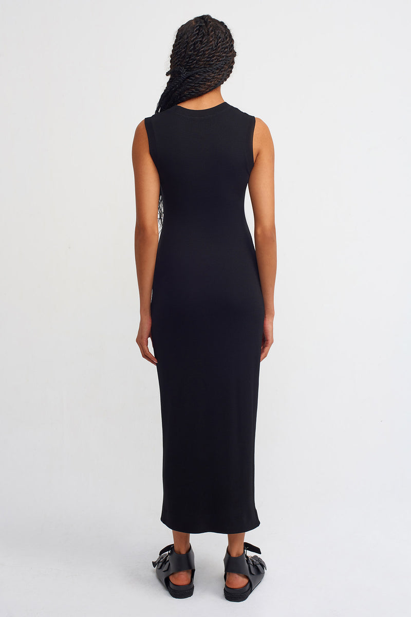 Nu Ribbed Slim Fit Maxi Dress Black