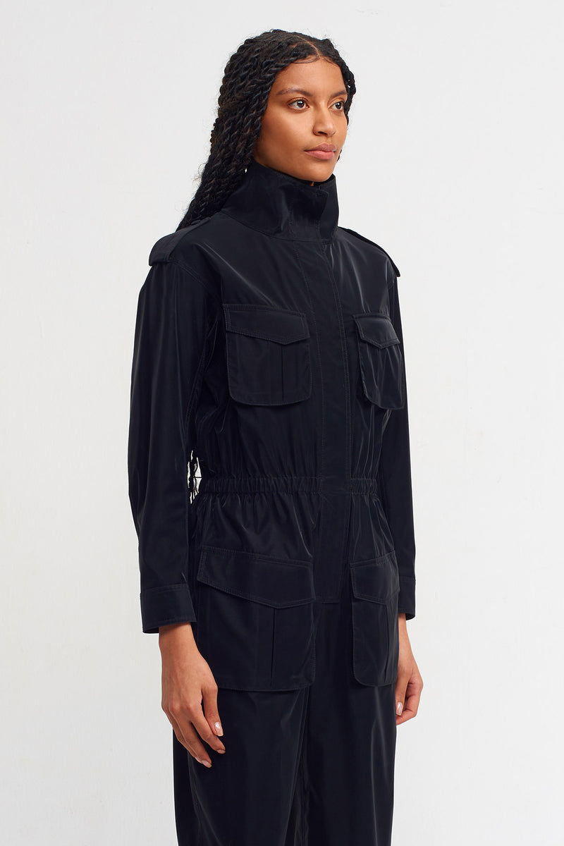 Nu Solid Cargo Jumpsuit Black