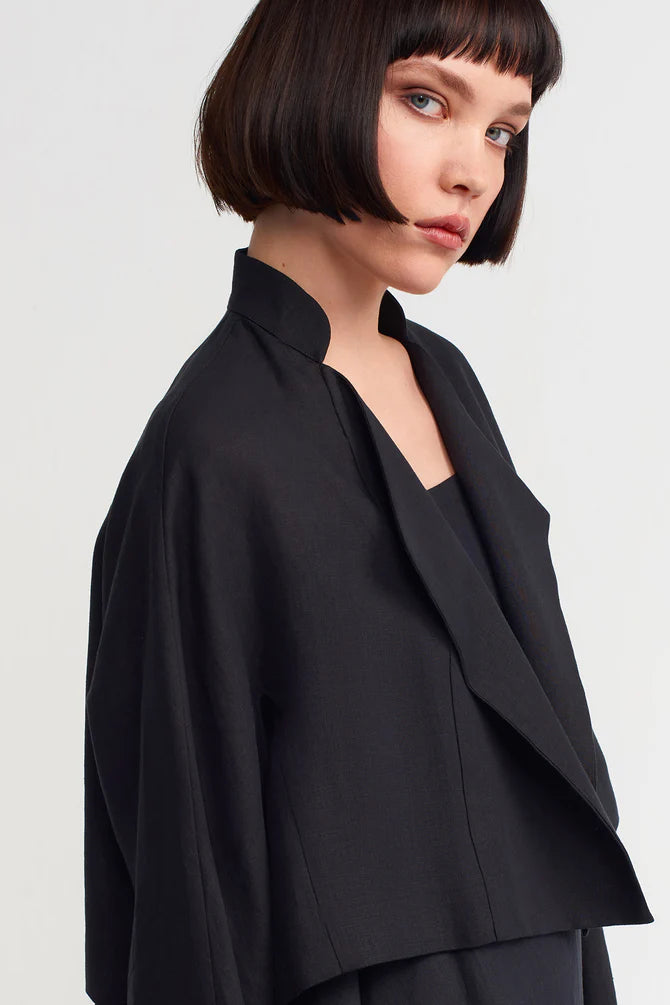 NU Open-Front Cropped Outerwear Black