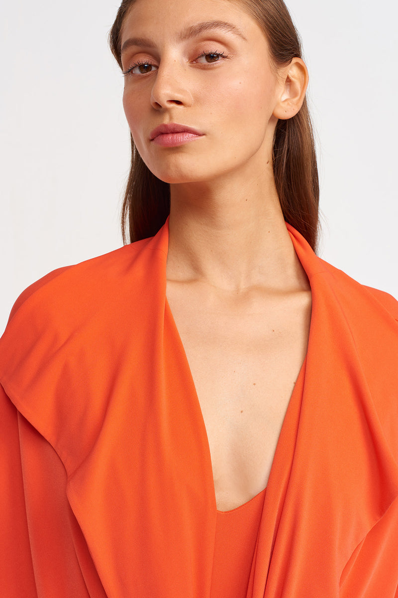 NU Solid Open-Front Maxi Outerwear Orange