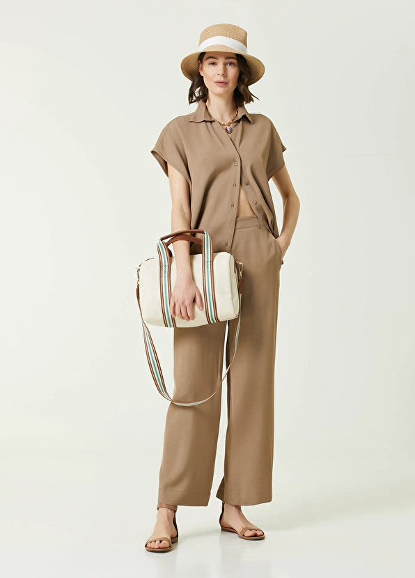 Beymen Collection High Waist Flowy Trouser Beige