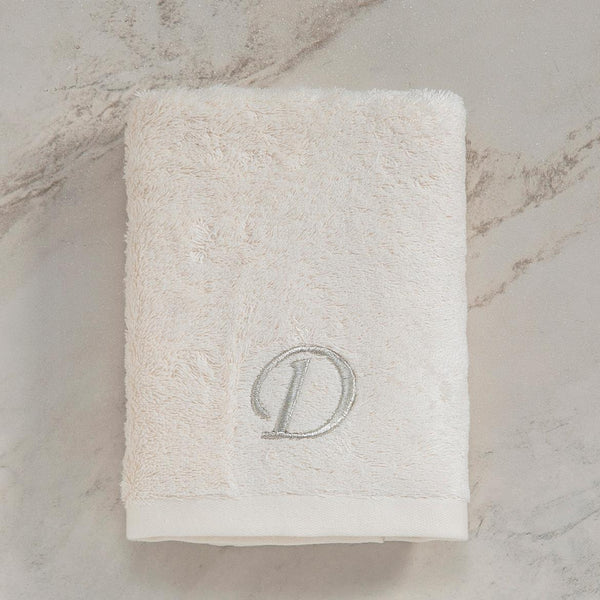 Chakra Solid "D" Embroidered Face Towel 50X90 cm  Ecru