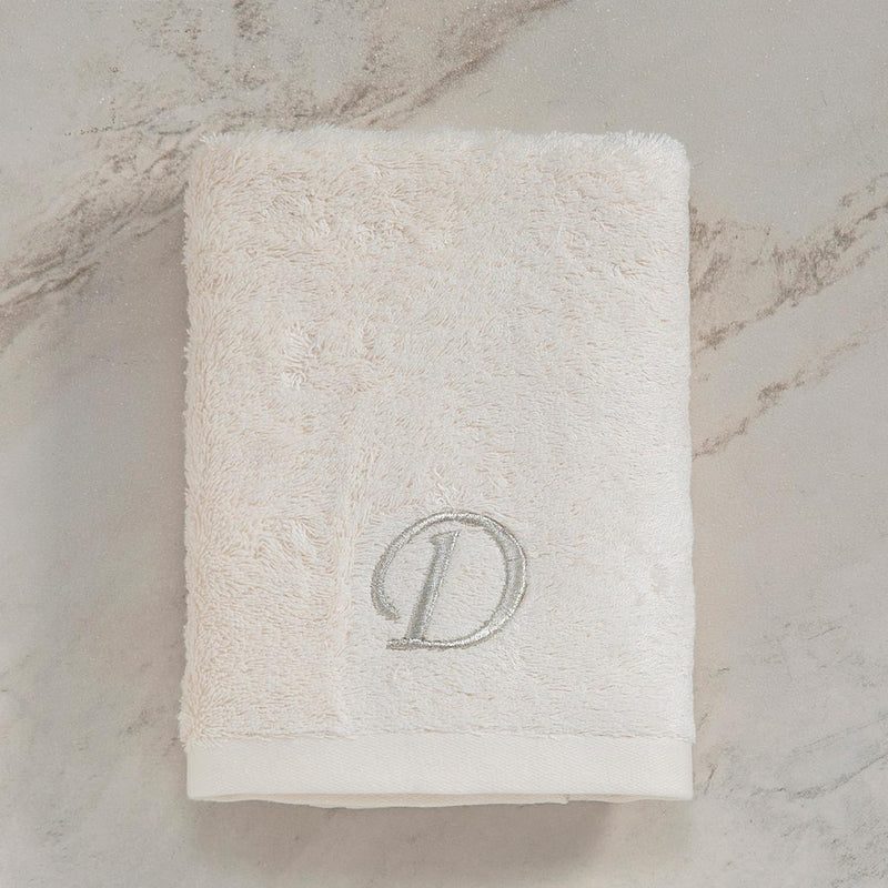 Chakra Solid "D" Embroidered Face Towel 50X90 cm  Ecru
