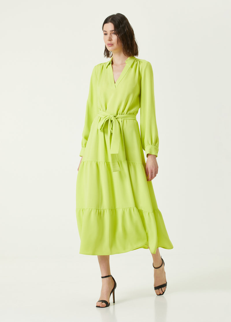 Beymen Collection Sash Detailed Midi Crepe Dress Green