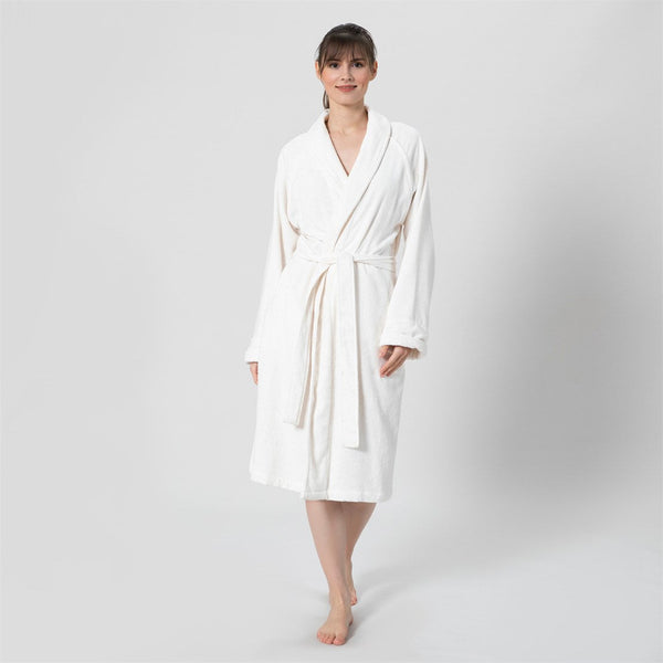 Chakra Bamboo Solid Unisex Bathrobe Ecru