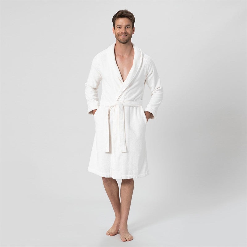 Chakra Bamboo Solid Unisex Bathrobe Ecru