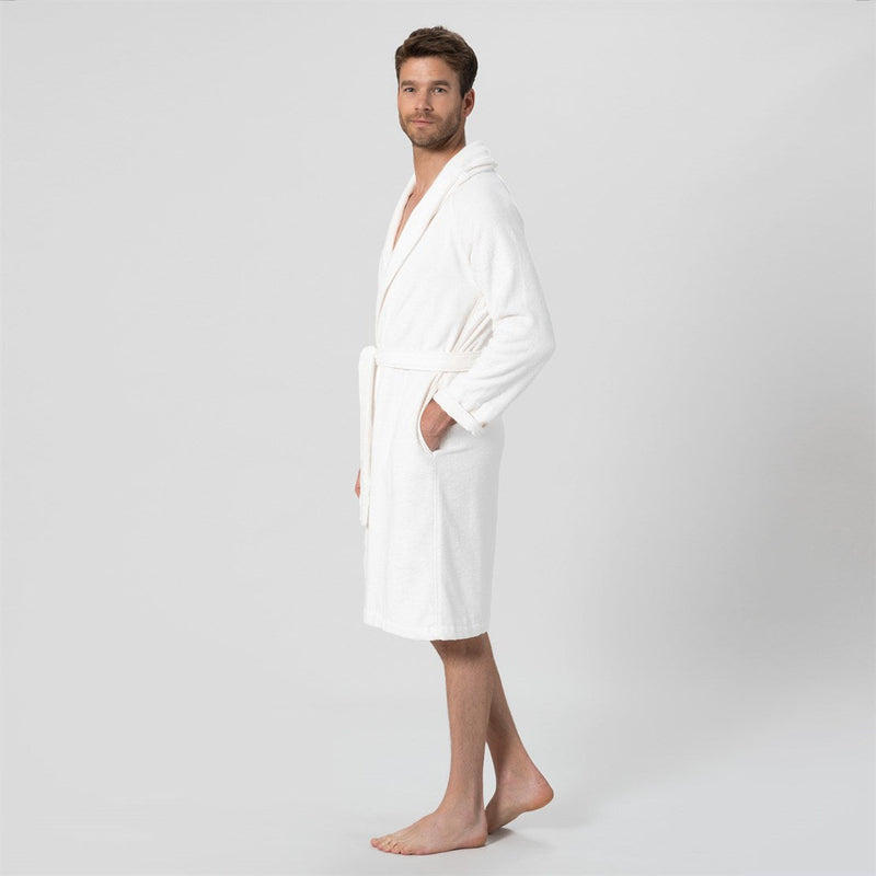 Chakra Bamboo Solid Unisex Bathrobe Ecru