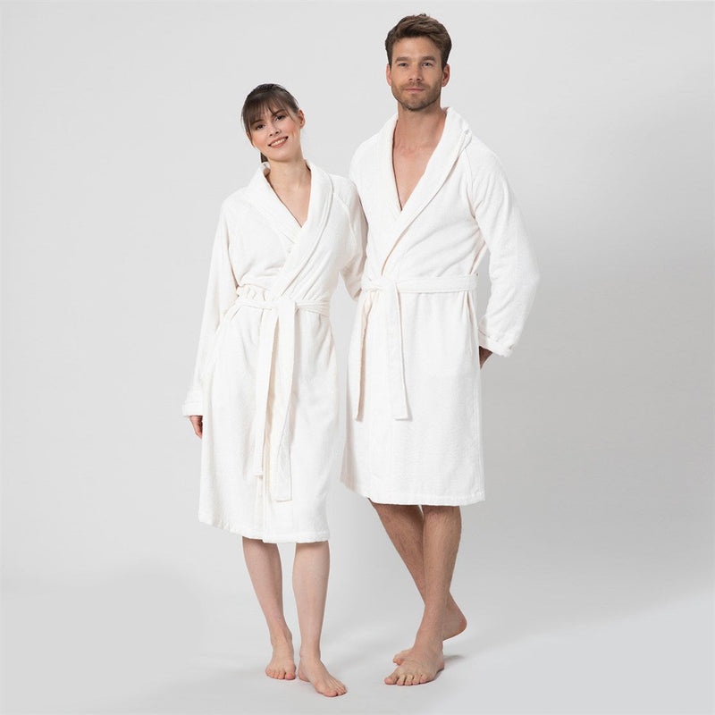 Chakra Bamboo Solid Unisex Bathrobe Ecru