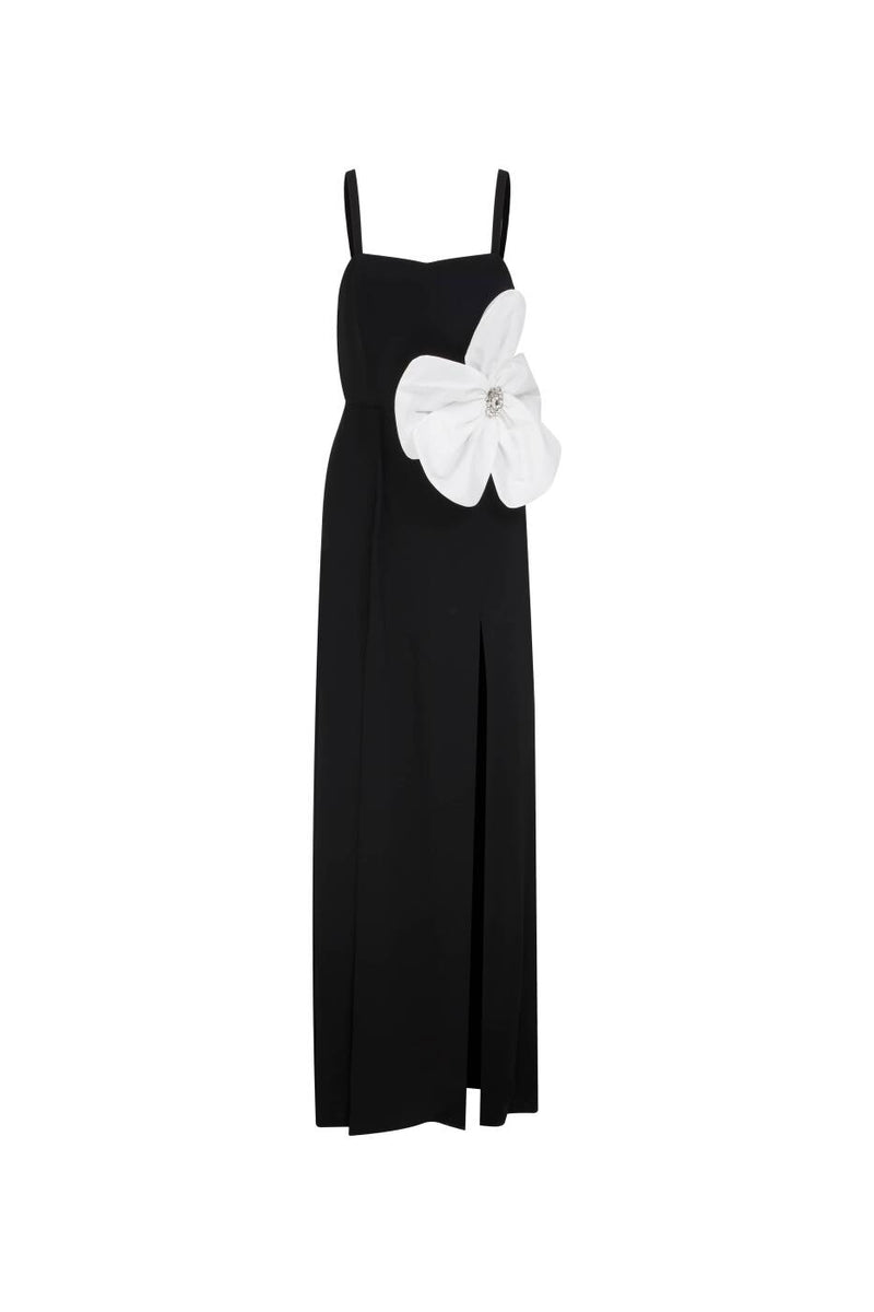 Roman Strap Square Neck Maxi Dress Black